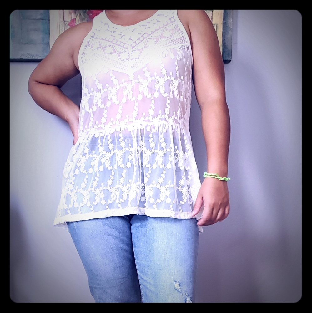 Express white lace shirt